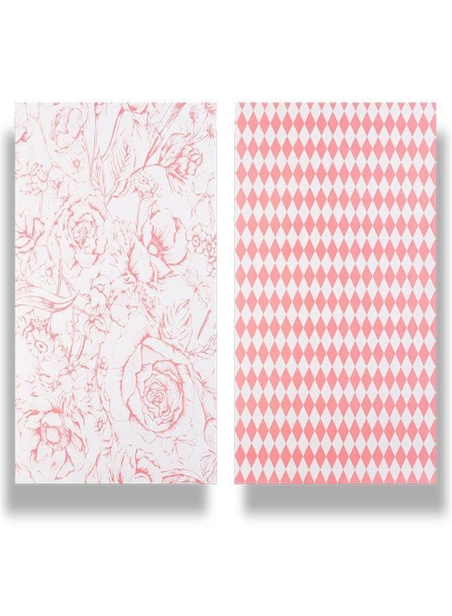 Oasis - 20 Sheets Korean Style Waterproof Premium Bouquet Wrapping Sheet (58cm x 58cm, 60 Microns) | Double-Sided Pink Floral & Chex Design , Giftwrap for Flowers & DIY Gift Wrapping Paper For Valentines Day - Pink - Image 1